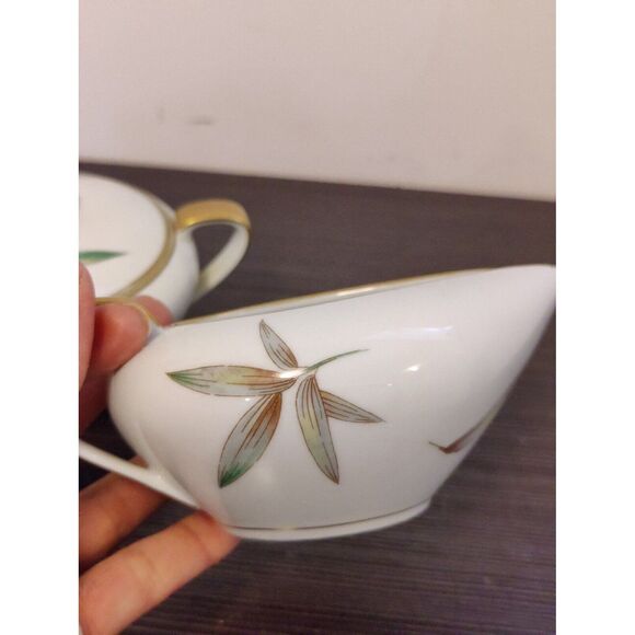 Vintage MCM Noritake China Canton Bamboo #5027  Creamer & Lidded Sugar Bowl Set - Picture 5 of 10